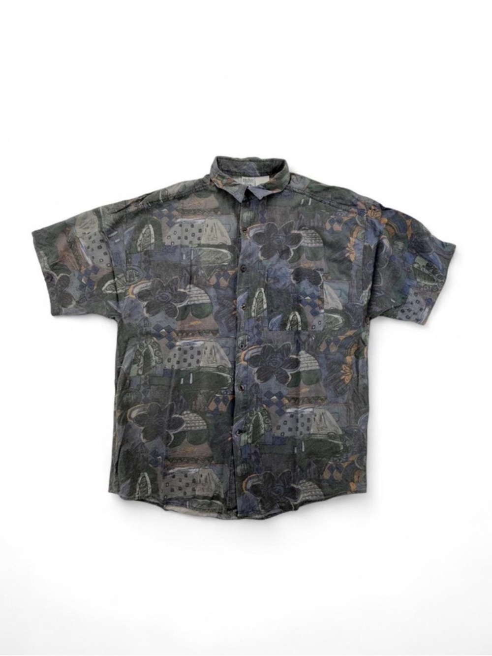 Men’s Vintage 90’s Anchor Blue Button Abstract Geometric T-Shirt Size XL